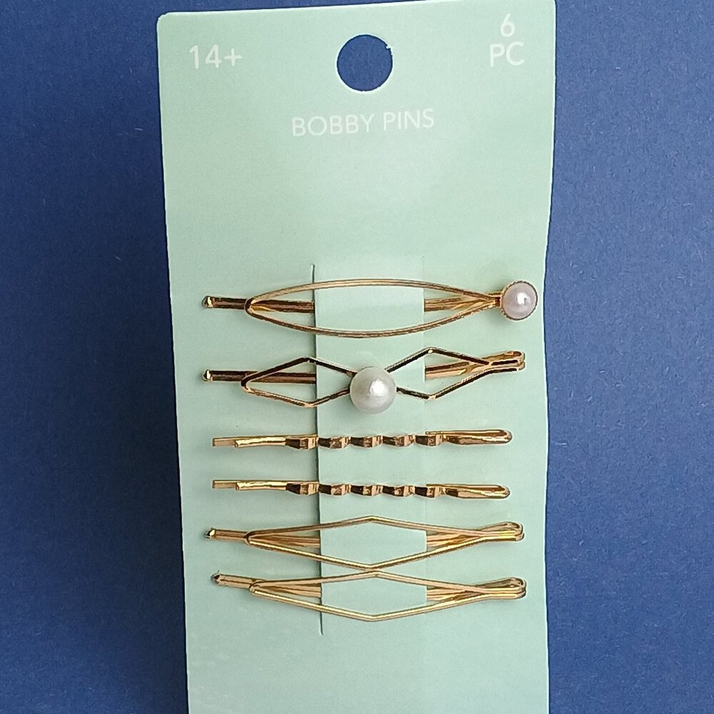 Fashion Hairpin 6Pc  Bobby Pin Gold Tone